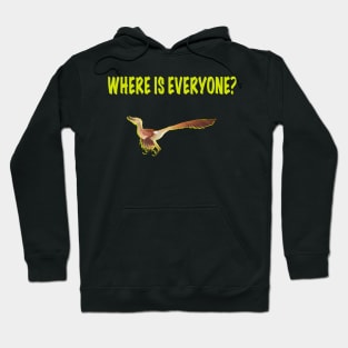 Where is everyone? Velociraptor in brown Hoodie